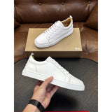 Louboutin-style red bottom shoes, hot-selling genuine leather flat men's sneakers, cl red sole trendy lace-up casual shoes, factory direct