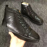 Louboutin-style red bottom shoes wintercl red bottom rivetsexport high-top sneakers tie back round toe cow suede casual shoes