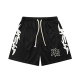 Mixed Emotion Shorts Flame Print Mesh Sports Quick-Drying Basketball Pants Mesh Pants