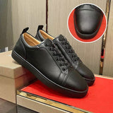 Louboutin-style red bottom shoes european station exclusive cl red bottom studded shoes embroider men's sneakers black casualcouple style