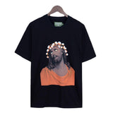 Denim Tears T Shirts Kapok Vintage Portrait Oil Painting Print Loose-Fitting Casual round-Neck Short Sleeve T-shirt