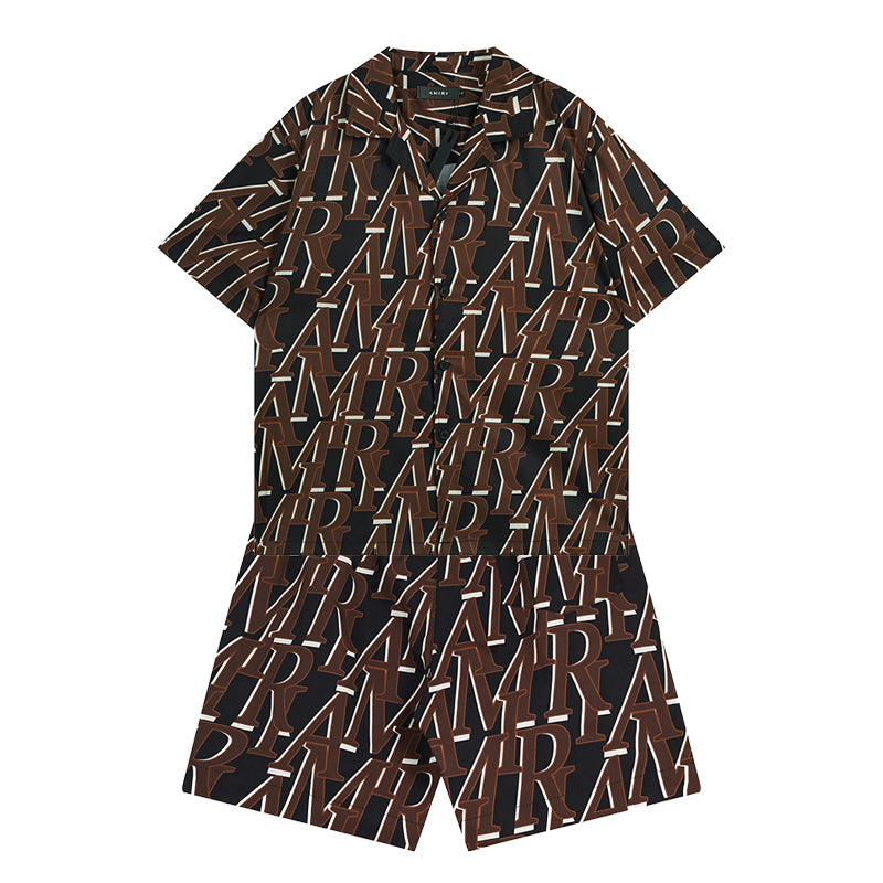 Amiri Shirt And Shorts 2 Piece Set Fashion Print Couple High Street