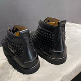 Louboutin-style red bottom shoes cl high-top suede studded lace-up men's athletic and casual shoes, leather women's fashion flats, popular export style, versatile and in stock