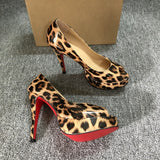 Louboutin-style red bottom shoes cl leopard print patent leather fish mouth high heels women's stiletto waterproof platform flats banquet dress women's shoes leopard print women's shoes
