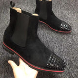 Louboutin-style red bottom shoes exportcl short boots leather fashion catwalk shoes high quality plus size red bottom leather boots