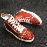 Louboutin-style red bottom shoes european clexport red bottom shoes black velvet studs high-top rivet shoes diamond shoes trendyeasiest for match sneakers