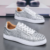 Louboutin-style red bottom shoes mencl red bottom casual shoes spiritual social boy sneakers fashiontrendy real rivets sequinwhite shoes nightclub