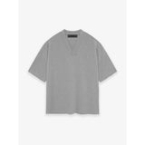 Fog Essentials T Shirts Spring Summer FGO Double Line Flocking Letter V-Neck Short Sleeve