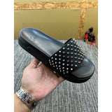 Louboutin-style red bottom shoes fashionexportcl red bottom rivets men's slippers summertrendy flip-flops lightweight non-slip beach shoes cool flip-flops