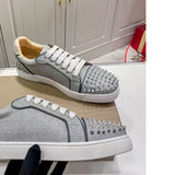 Louboutin-style red bottom shoes export europe station cl red bottom shoes electric embroidery low top high top men's shoes red bottom couple trendy rivets casualtie back