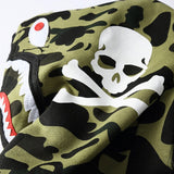 Bathing Ape Hoodie Two-Hat Camouflage Hoodie Men's and Women's Hooded Cardigan Shark Sweater Jacket