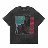 SAINT MICHAEL Vintage T Shirt Direct Spray Washing Water Old Short Sleeve