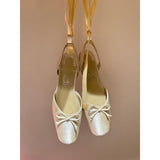 Louboutin-style red bottom shoes clretroeleganceniche stylebows ballet shoes rhinestone silk flatsflats women's hot style ribbon sandals