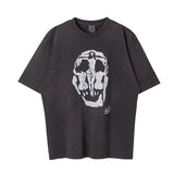 Men Vintage T-Shirts Vintage Washed Old Graffiti Loose Crew Neck Short Sleeves