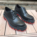 Louboutin-style red bottom shoes cl high version easiest for matchthick solecasual business leather shoes paris trendyfashiontie back leather shoes banquet