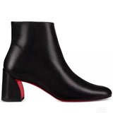 Louboutin-style red bottom shoes studded short boots red bottom cl thick heel short boots small round toe ankle boots popular foreign style fashion boots boots