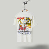 Travis Scott T Shirts Cactus Jack x Utopia x SAINT joint doll flame hellhound print short sleeve