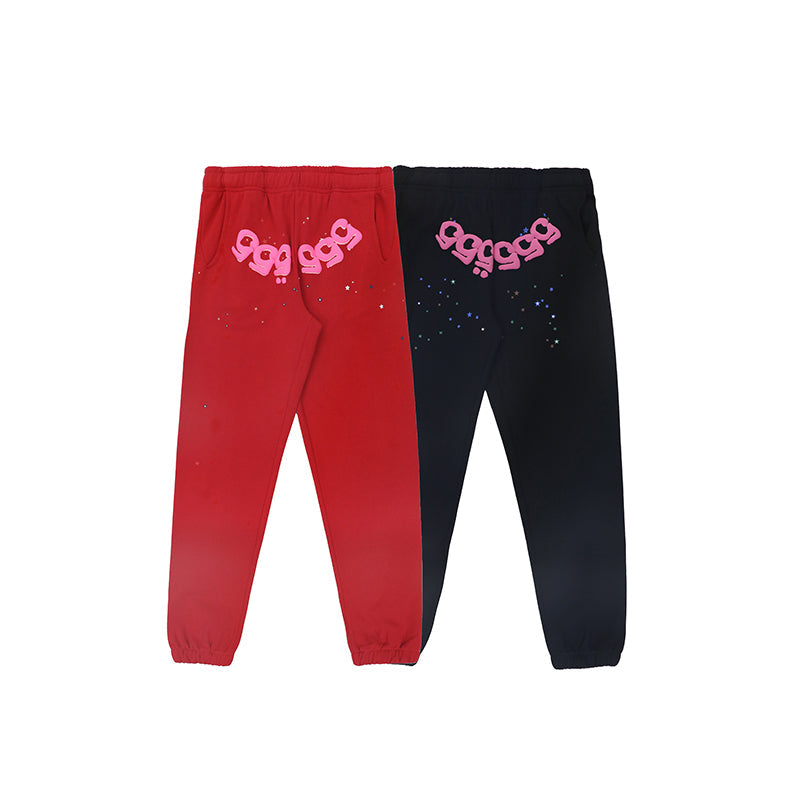 Sp5der Sweatpants Cobweb Puff Print Pure Cotton