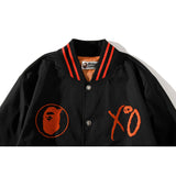 Shark Print Jacket Spring And Autumn Embroidered Red Edge Jacket Baseball Uniform