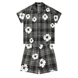 Denim Tears Shirt & Shorts 2 Piece Set Kapok Plaid Short Sleeve