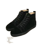 Louboutin-style red bottom shoes european clexport red bottom shoes black velvet studs high-top rivet shoes diamond shoes trendyeasiest for match sneakers