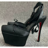 Louboutin-style red bottom shoes high version clbest sellingfrench one-strap sandals socialite elegant rhinestone sexy red bottom high heels open toe high heels