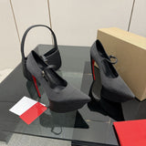 Louboutin-style red bottom shoes clcm high heels fashion model catwalk curved heels women's petites pointed toe waterproof platform red