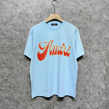 Amiri t shirts flame gold letterprinting short sleeves