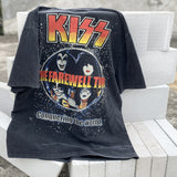 Men Vintage T-Shirts "Kiss" Band Washed Black Tee