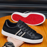 Louboutin-style red bottom shoes casual sneakers d full print color matching skateboard shoes abrasion resistantmen shoes red bottom fashioneasiest for match breathable canvas shoes