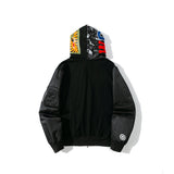 Shark Print Hoodie Digital Pixels Camouflage Color Matching Cap Jacket Sleeve Sweater Hooded Zipper Cardigan Outerwear
