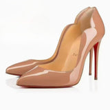 Louboutin-style red bottom shoes exportcl red bottom pointed toe stiletto high heels women's patent leather flatsfashionsexyv mouth style flats