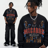 Vintage T-shirts Doberman Printed Short Sleeve T-Shirt Street Washed Old