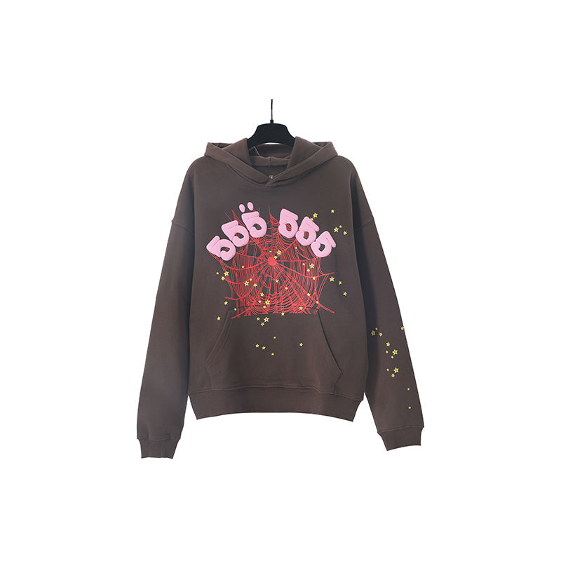 Sp5der Hoodie Cobweb Puff Print Pure Cotton