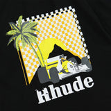 Rhude T Shirt Sunset Coconut Racing Printed Short Sleeve T-Shirt