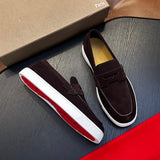 Louboutin-style red bottom shoes cl red bottom shoes mencasual loafers genuine leather slip-on loafers fashioneasiest for matchcasual shoes