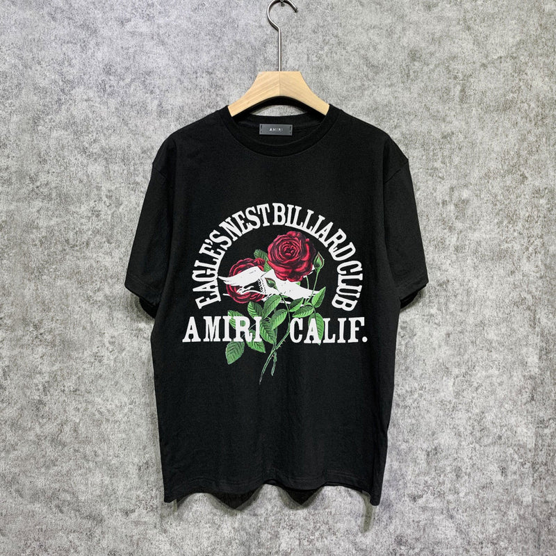 Amiri t shirts rose printing short sleeve