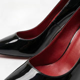 Louboutin-style red bottom shoes exportcl red bottom high heels women's stiletto pointed black patent leather flatsfashion style sexy single women's genuine leather