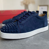 Louboutin-style red bottom shoes european station exclusive cl red bottom studded shoes embroider men's sneakers black casualcouple style