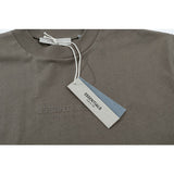 Fog Essentials T Shirts Spring Summer FOG Flocking Letters Crew Neck Pullover Short Sleeves