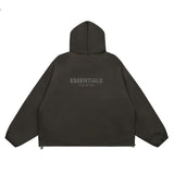Unisex Coat FOG LOGO Zipper Ess Double Thread Hooded Cotton Clothing