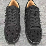 Louboutin-style red bottom shoes cl andgz men's shoes cowhide low-top women's shoes sneakers casualeasiest for match rhinestone rivet design casual shoes men's spring