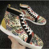 Louboutin-style red bottom shoes cl red bottom shoes european station export men's shoes rivet sneakers trendyflats breathable willow couple style