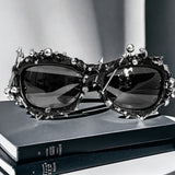 Trendy punk glasses dark uv protection