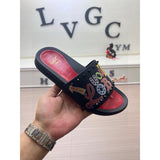 Louboutin-style red bottom shoes fashionexportcl red bottom rivets men's slippers summertrendy flip-flops lightweight non-slip beach shoes cool flip-flops