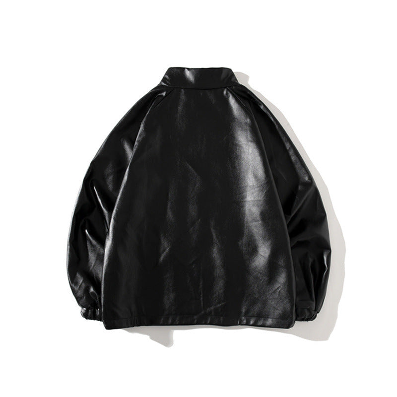 Shark Print Coat Spring And Autumn Fashion Brand Leather Jacket Youth Fashion Leather Jacket