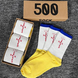 Men's socks - european and american streetwear brand boxed aj athletic socks - m crew socks - graffiti barbed wire trendy socks - travis scott collaboration