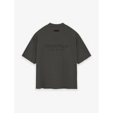 Fog Essentials T Shirts Spring Summer FGO Double Line Flocking Letter V-Neck Short Sleeve