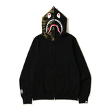 Shark Print Hoodie Autumn And Winter Men'S Cotton Hooded Sweater Fleece Jacket
