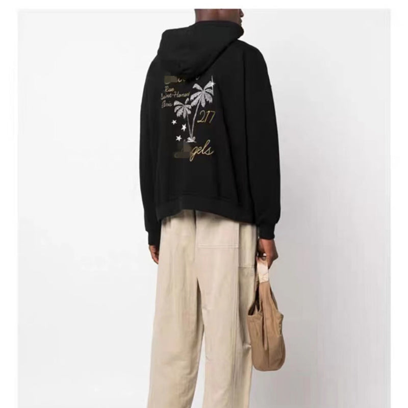 Palm Angels Hoodie Coconut Tree Pin Embroidered Hooded Sweater